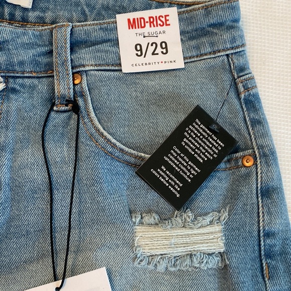 Celebrity Pink Mid Rise The Sugar Distressed Jeans Shorts Size 9 / 29 - Picture 3 of 10